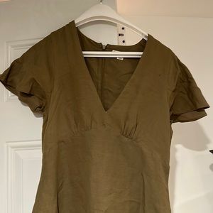 Whistles Long v neck dress with glitter sleeve